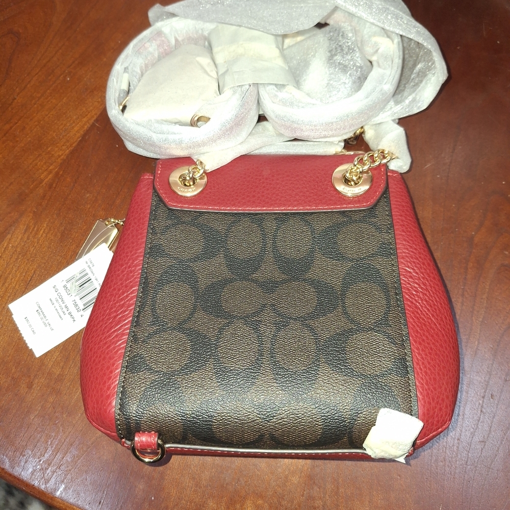 Coach Red and Brown Signature Backpack - Picture 5 of 9
